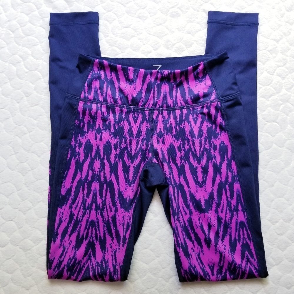 Zella athletic leggings pants pocket navy purple